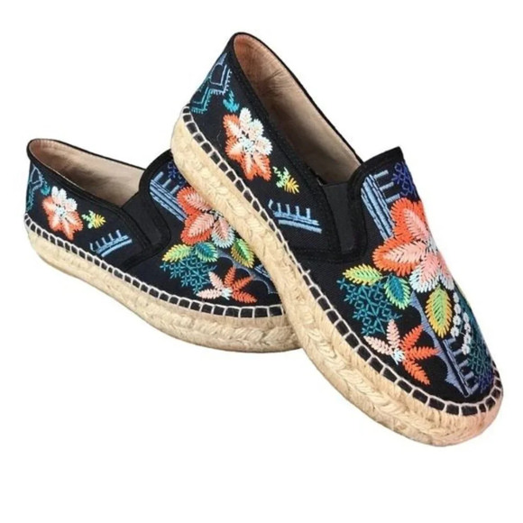 Johnny Was Elysia Embroidered Espadrille.Sz: EU 37/ US6.5